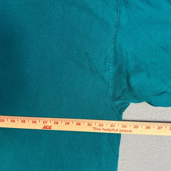 VTG Pluma Blank T Shirt Mens 2XL 1990s Heavyweight Cotton Teal Baggy Made in USA - Picture 6 of 7